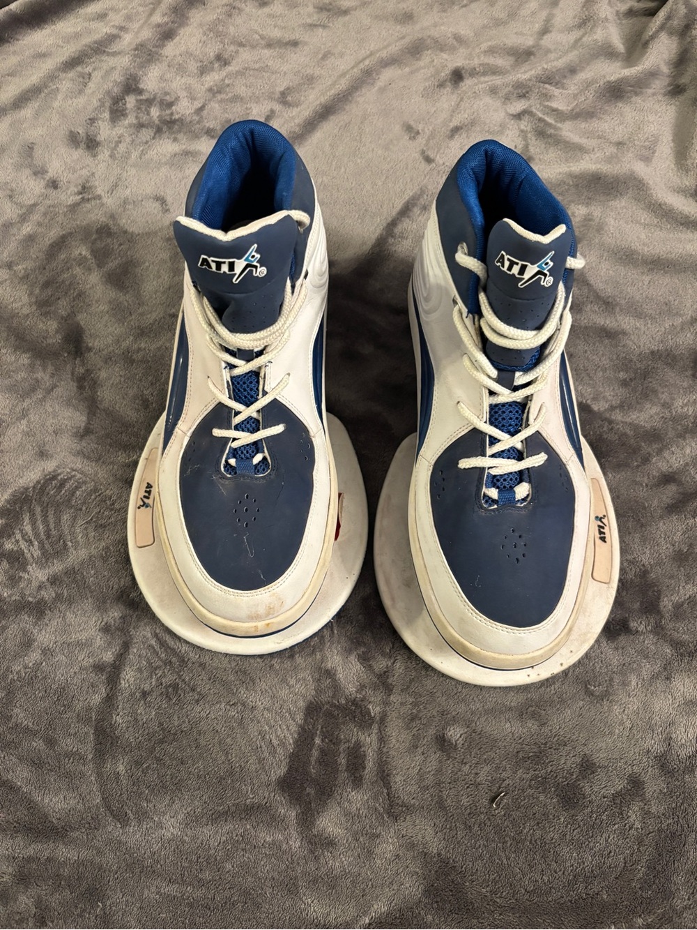 Vintage ATI blue and white training shoes, Size US 12